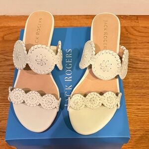Jack Rogers Cream Sandals with Signature Design